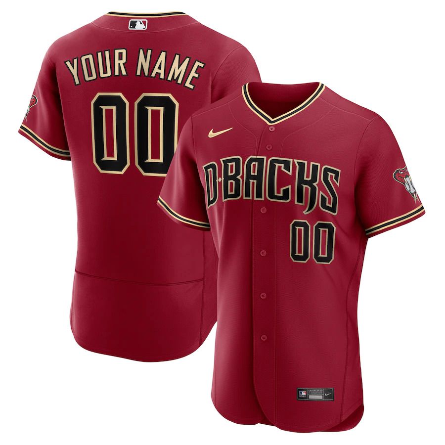 Men Arizona Diamondbacks Nike Crimson Alternate Authentic Custom MLB Jersey